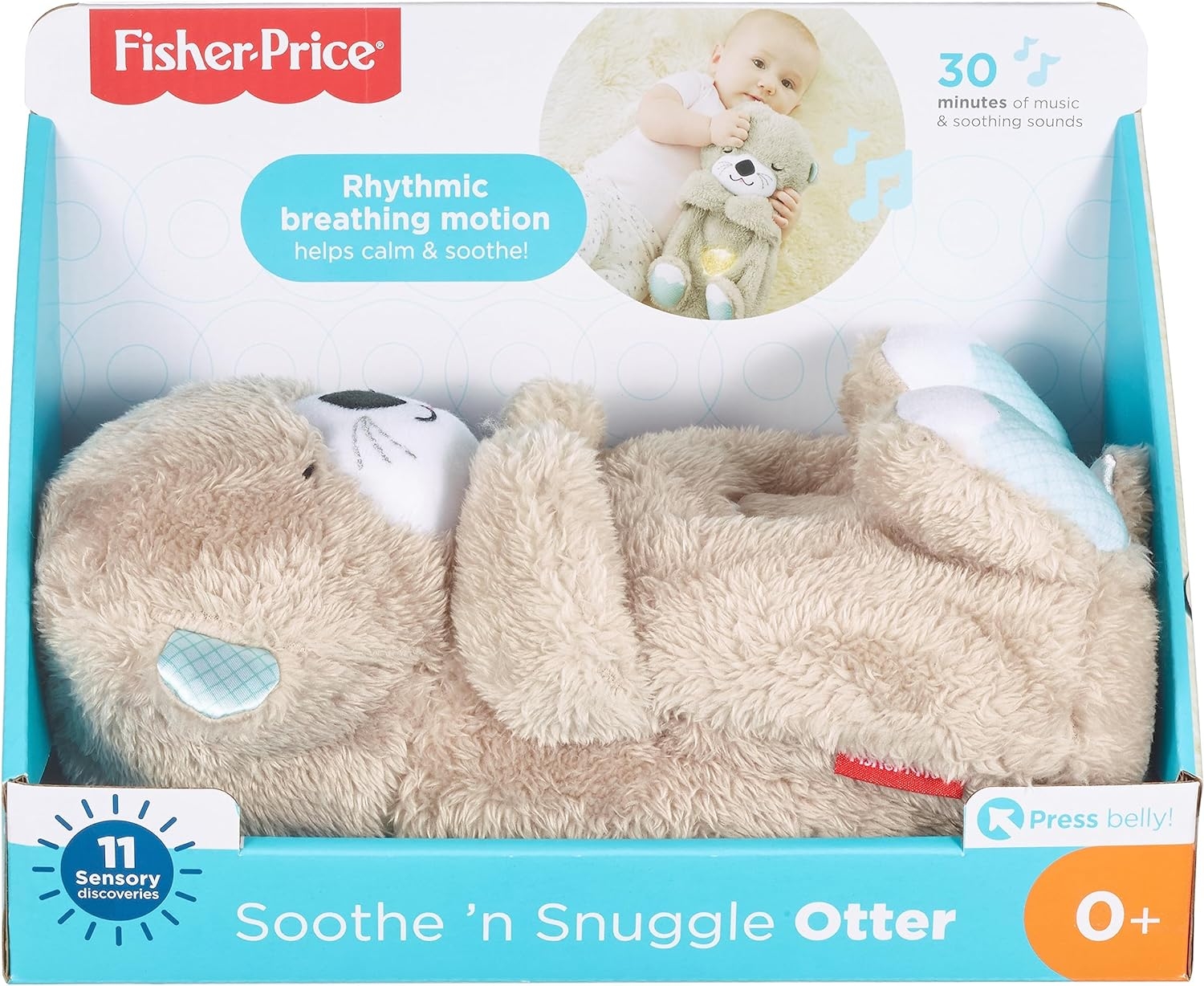 Fisher-Price Ma Loutre Câlins Bonne Nuit Peluche, Peluche Veilleuse Bébé Musicale et Lumineuse, Veilleuse Doudou Bruit Blanc – Image 6