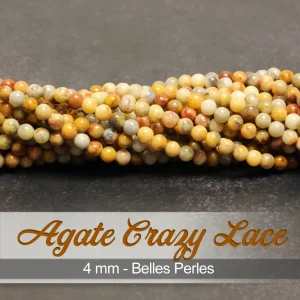 Perles Agate Crazy Lace – Ronde 4mm – 38cm