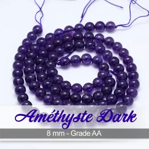Améthyste Dark – 8 mm – Grade AA