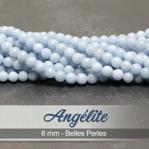 Perles Angélite – Ronde 6mm – 40cm