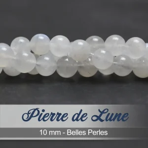 Perles Pierre de Lune – Ronde 10mm – 40cm
