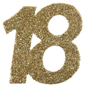 6 CONFETTIS OR PAILLETÉ ANNIVERSAIRE 18 ANS 6 X 6 CM