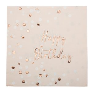 Serviettes « Happy Birthday » Nude – Lot de 16