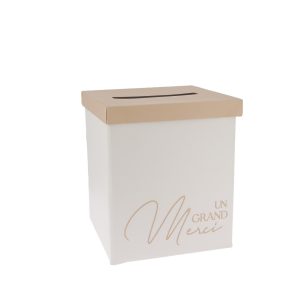 Urne Bi-Color « Un Grand Merci » Crème et Camel