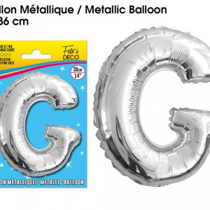 BALLON MÉTALLIQUE ARGENT LETTRE “G” 36 CM
