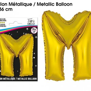 BALLON MÉTALLIQUE OR LETTRE “M” 36 CM