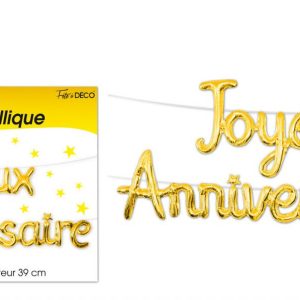 GUIRLANDE BALLON “JOYEUX ANNIVERSAIRE” OR 4.5 M